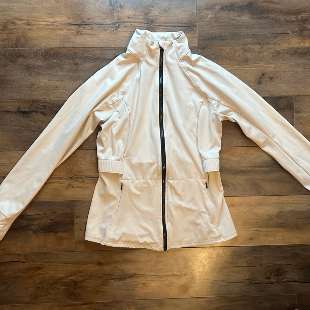 Fabletics Trinity Performance Jacket Cream Zip At… - image 6
